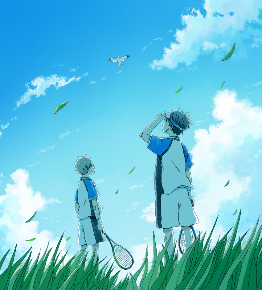 2boys, :o, :|, adjusting_clothes, adjusting_headwear, animal, arm_at_side, arm_up