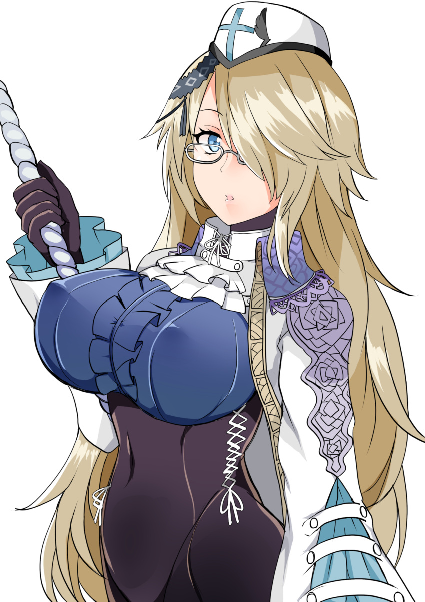 1girl, blonde_hair, bloodstained:_curse_of_the_moon_2, blue_eyes, breasts, corset, covered_navel, covered_nipples