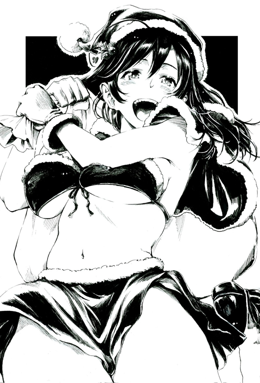 1girl, :d, ahoge, alternate_costume, bangs, bikini, breasts, capelet