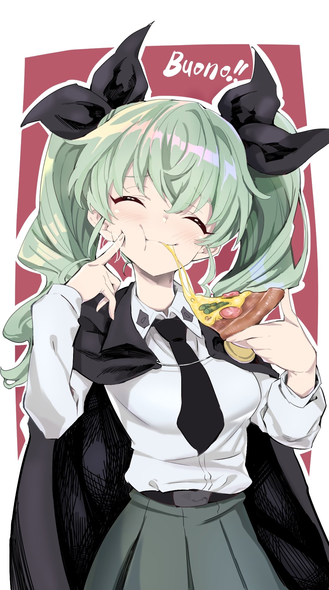 1girl, :t, anchovy_(girls_und_panzer), anzio_school_uniform, bangs, belt, black_belt, black_cape