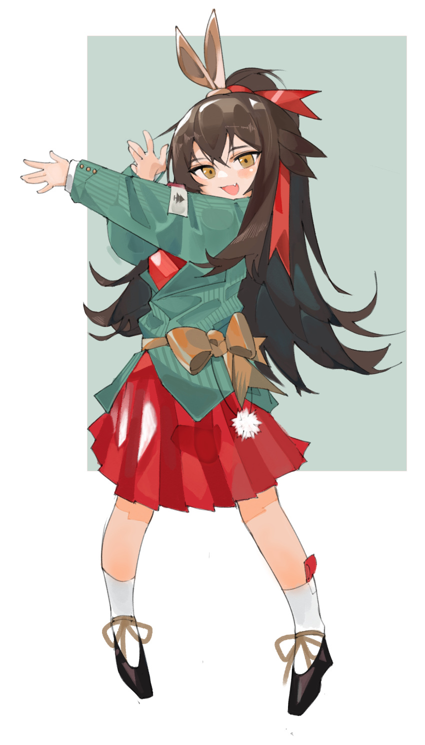 1girl, absurdres, arknights, bangs, black_footwear, black_hair, brown_eyes, dress