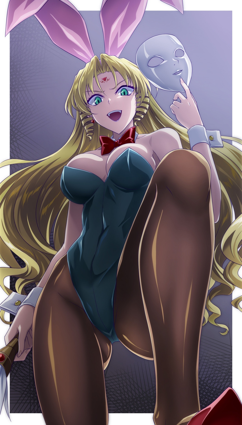 absurdres, alcohol, animal_ears, bakuretsu_hunters, barbara_oilvert, black_leotard, bow, bowtie