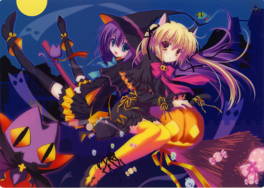 2girls, dress, female, halloween, ice_&amp;_choco, kokonobi, nanao_naru, poteneko