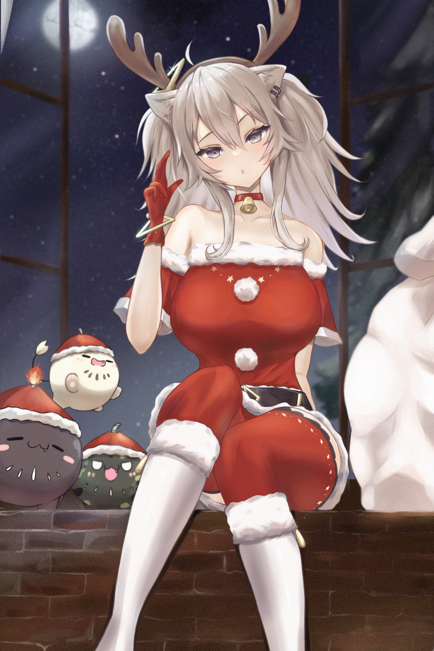 1girl, absurdres, ahoge, animal_ear_fluff, animal_ears, bangs, bare_shoulders, bell