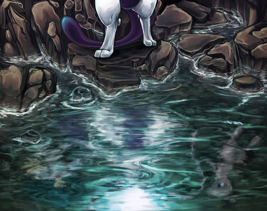 1girl, ai2, blue_eyes, brown_eyes, cave, gelium, green_hair, mew
