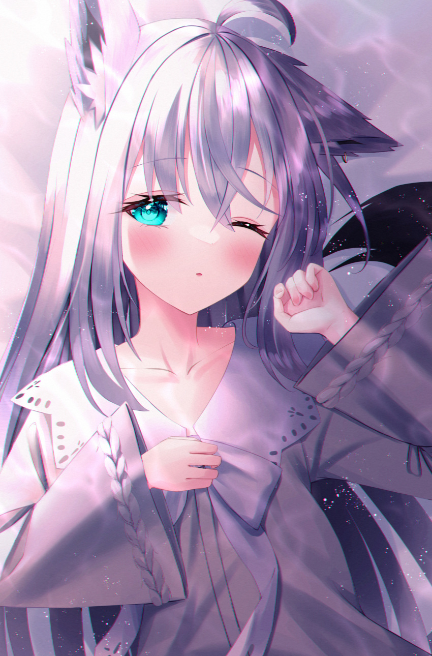 1girl, :o, absurdres, ahoge, animal_ear_fluff, animal_ears, anzu_yotsuba, bangs