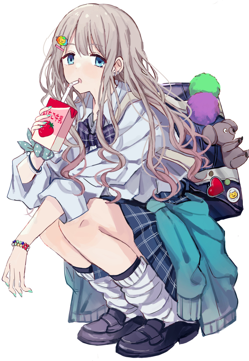1girl, :o, absurdres, aqua_eyes, bag, bow, bowtie, bracelet