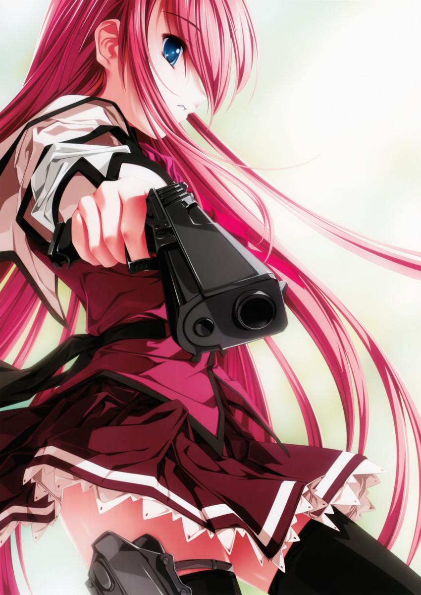absurdres, blue_eyes, character_request, glock, gun, highres, holster, koisuru_otome_to_shugo_no_tate