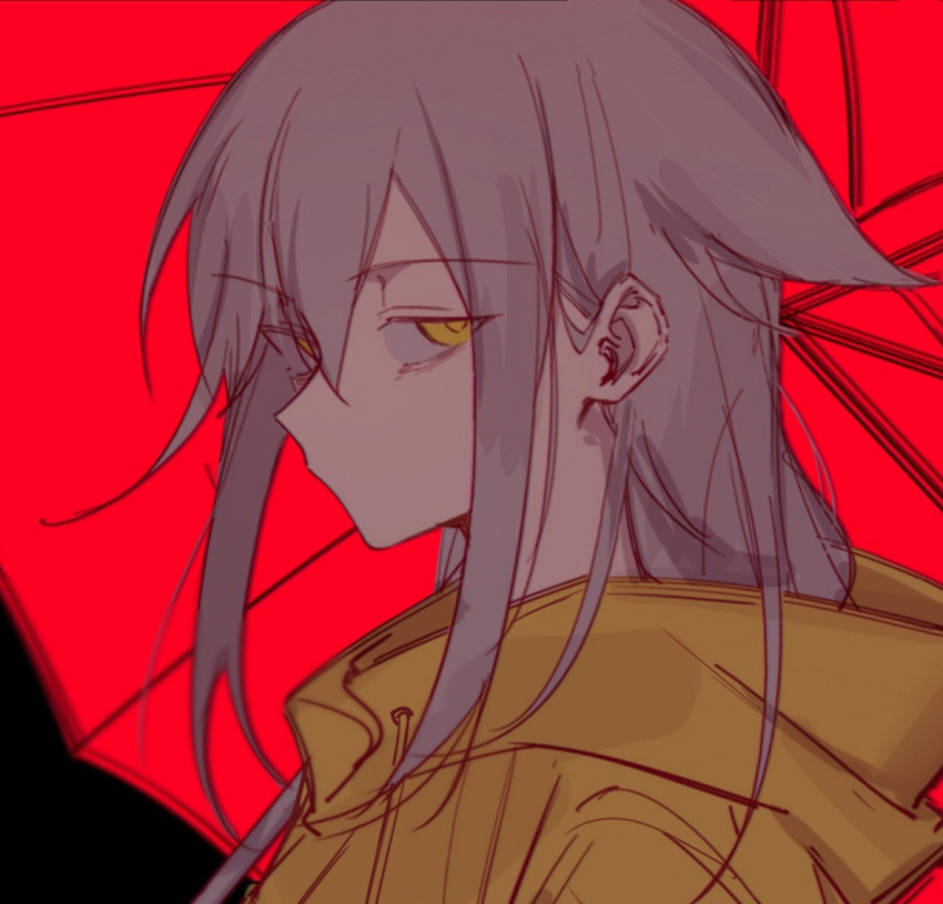 1girl, eyes_visible_through_hair, from_side, grey_hair, kureha_yuna, long_hair, looking_at_viewer, magia_record:_mahou_shoujo_madoka_magica_gaiden