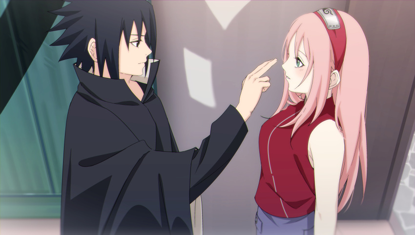 1356400321niku, 1boy, 1girl, absurdres, bangs, black_coat, black_eyes, black_hair