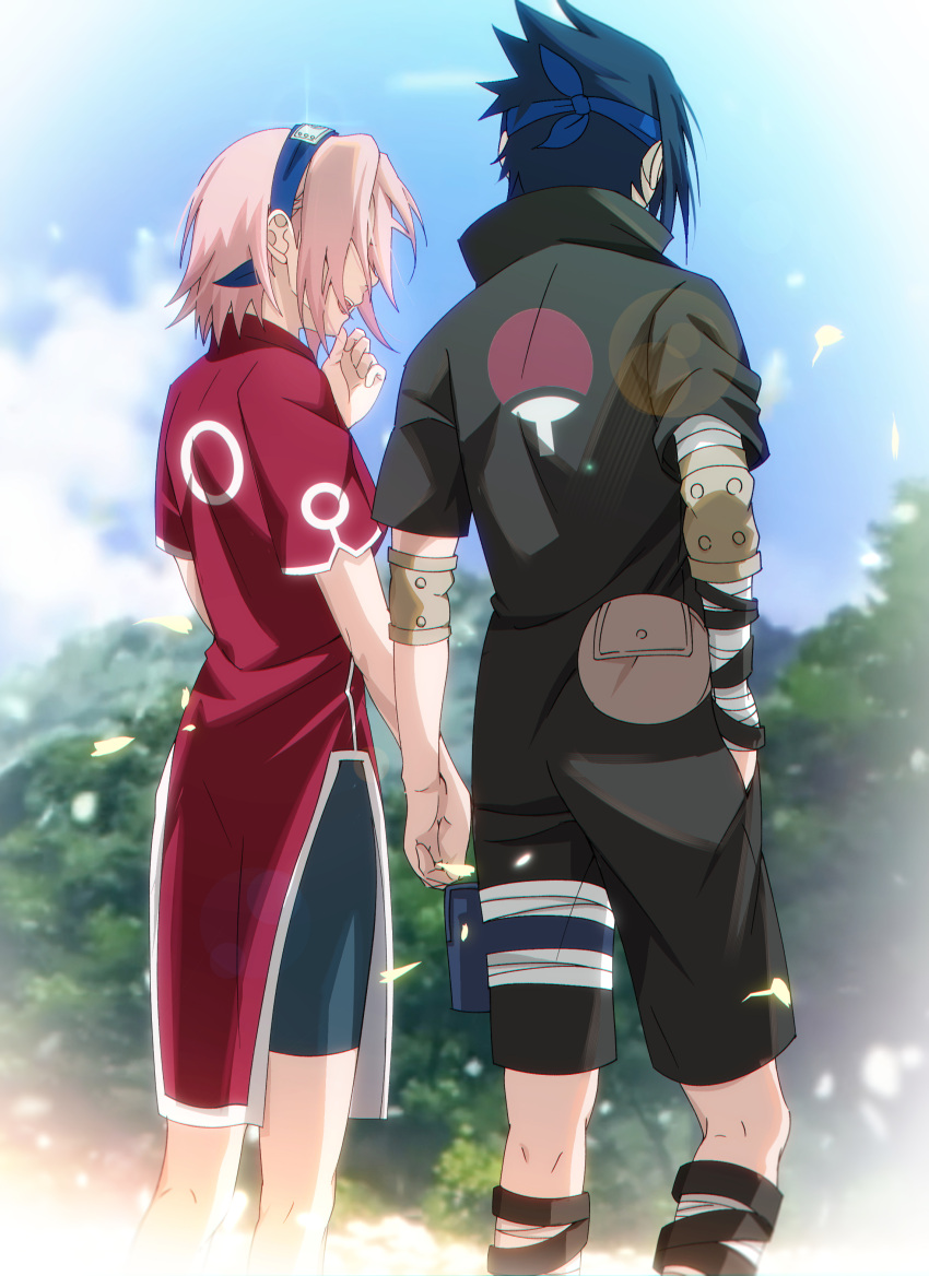 1356400321niku, 1boy, 1girl, absurdres, bandaged_arm, bandaged_leg, bandages, bike_shorts