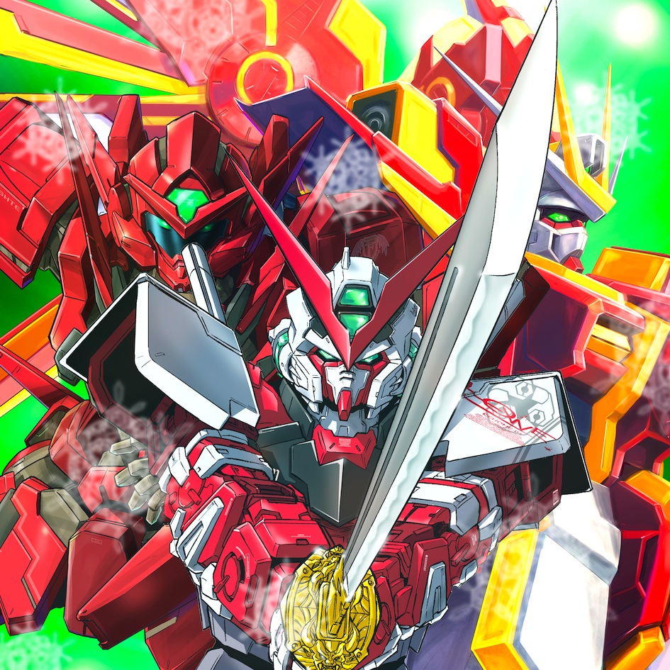 extreme_gundam_type_leos_agios_phase, green_eyes, gundam, gundam_00, gundam_00f, gundam_astraea_type-f, gundam_astray_red_frame, gundam_exa