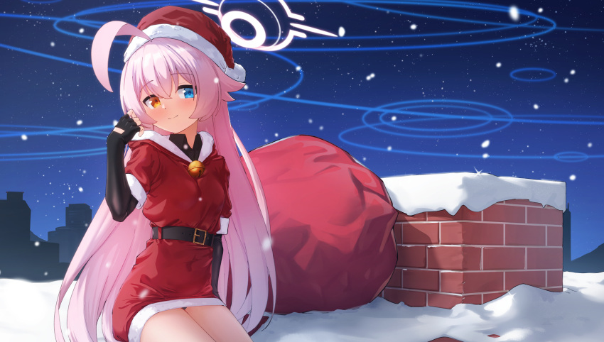 1girl, absurdres, ahoge, bangs, bell, belt, belt_buckle, black_gloves
