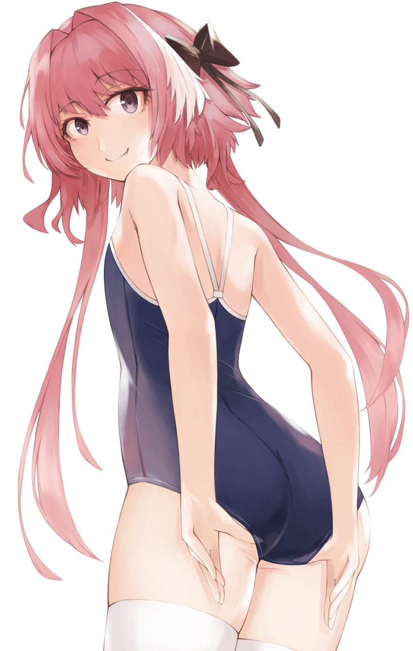 1boy, absurdres, ass, astolfo_(fate), bangs, bare_arms, bare_shoulders, beisaku_bei