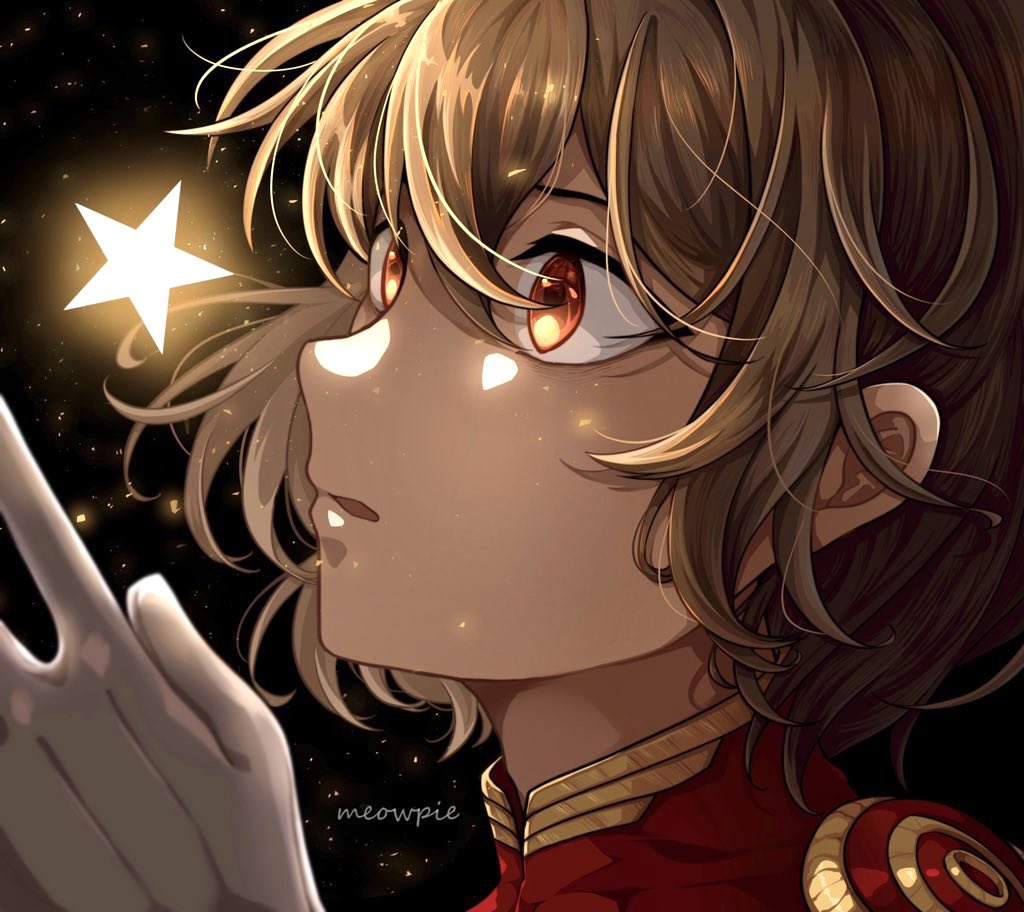 1boy, akechi_gorou, black_background, close-up, commentary, gloves, hair_between_eyes, male_focus