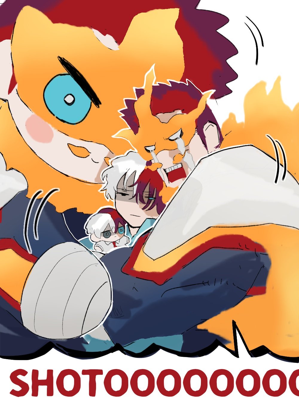 2boys, armor, beard, blue_eyes, boku_no_hero_academia, character_doll, crying, crying_with_eyes_open