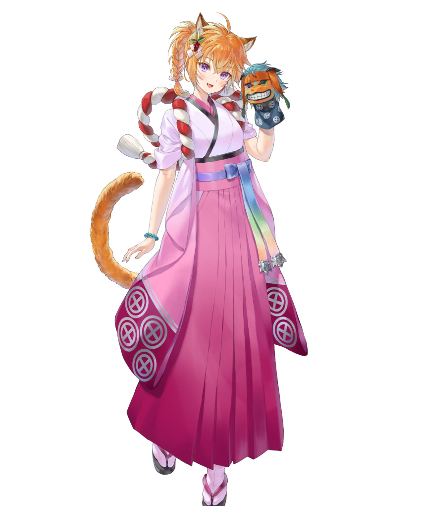 1girl, ahoge, animal_ears, bangs, blush, bracelet, braid, cat_ears