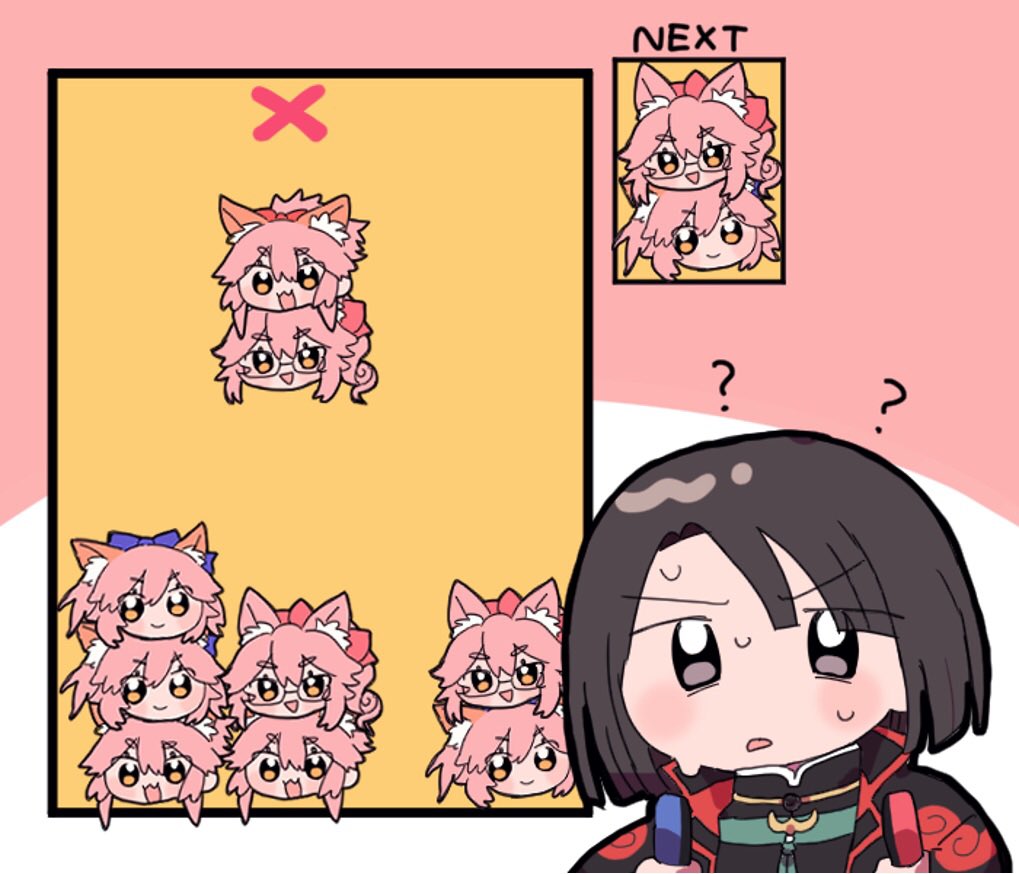 1boy, 3girls, ?, animal_ear_fluff, animal_ears, bangs, black_coat, black_hair
