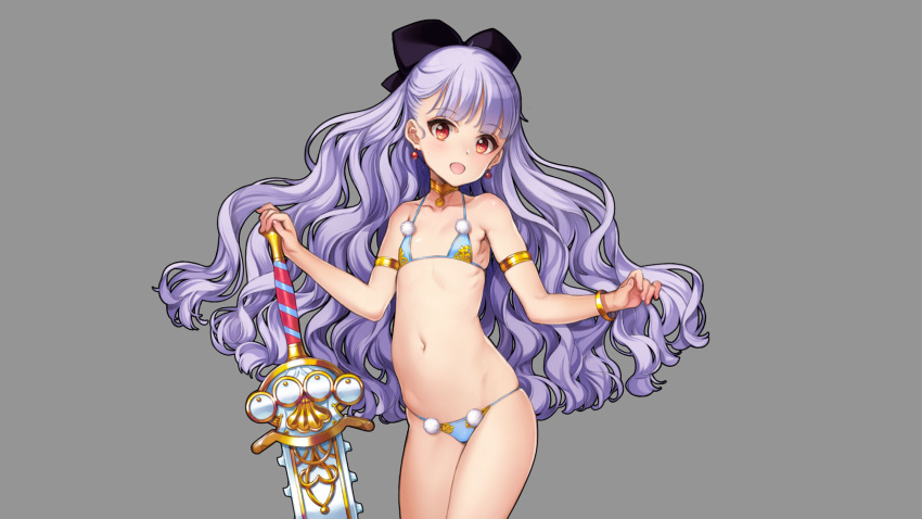 1girl, armlet, blue_swimsuit, bracelet, choker, earrings, eiyuu_senki, eiyuu_senki_ww