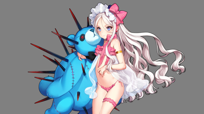 1girl, armlet, bikini, blue_eyes, blush, earrings, eiyuu_senki, eiyuu_senki_ww