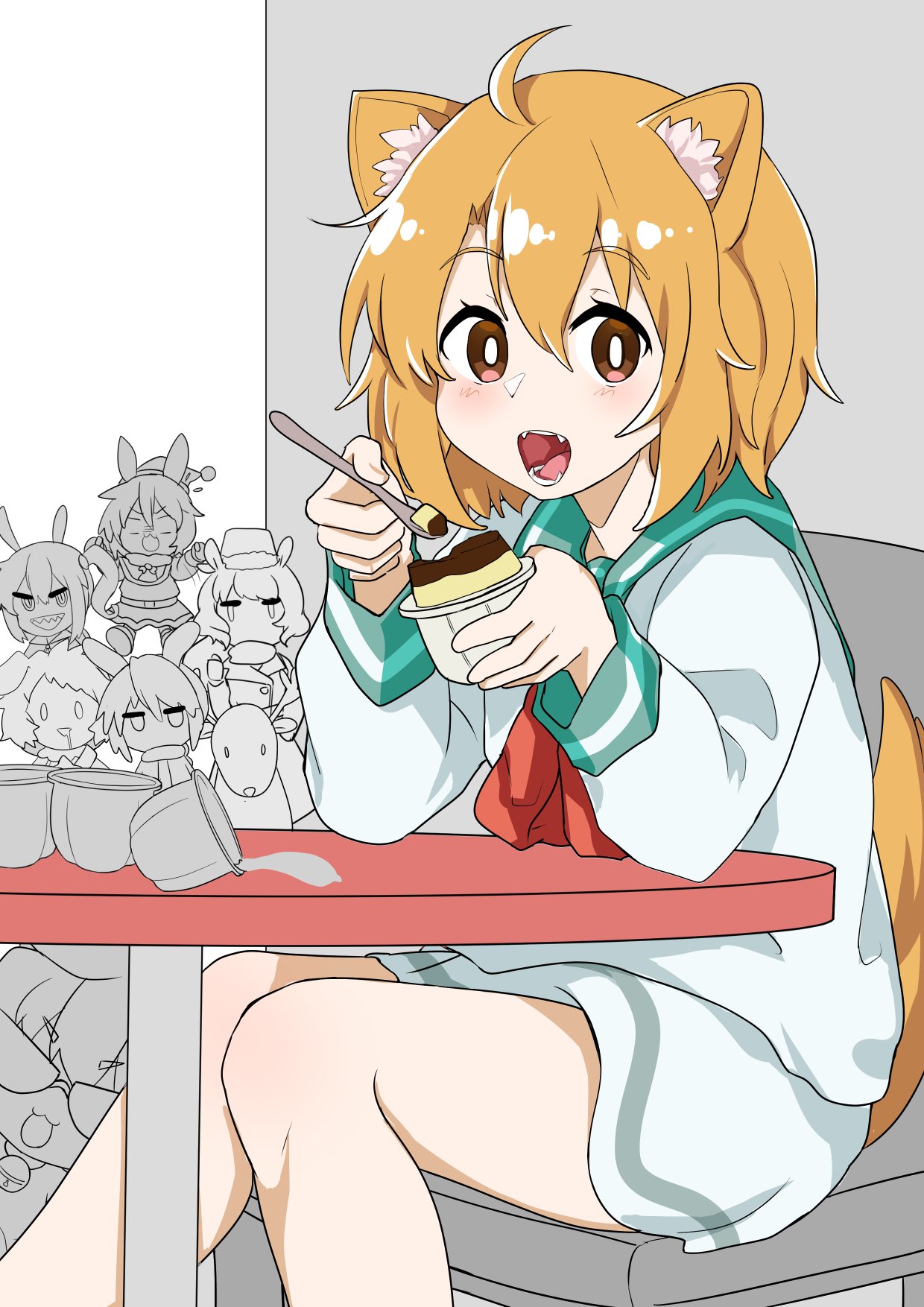 100_percent_orange_juice, 6+girls, ahoge, animal_ears, aqua_sailor_collar, aru_(orange_juice), blouse, blush