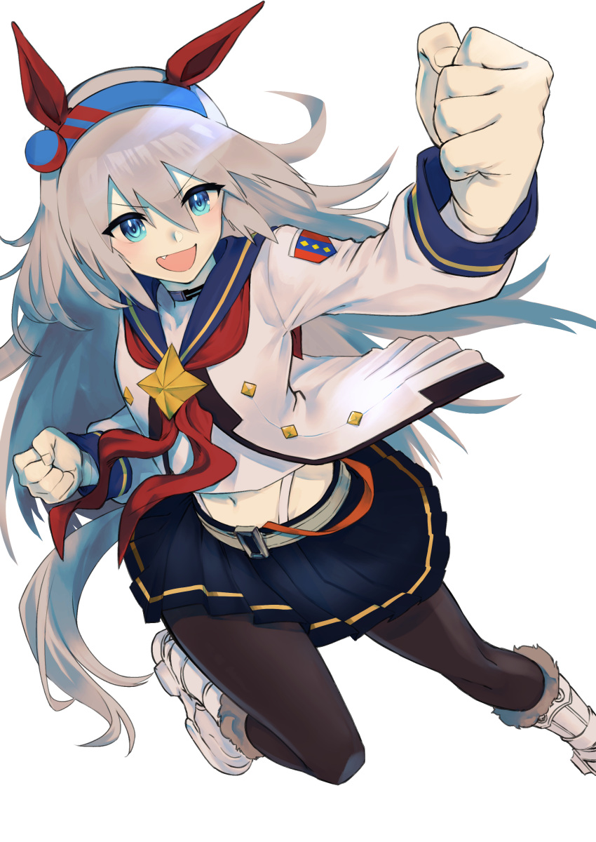 1girl, absurdres, akaya_shiki, animal_ears, blue_eyes, boots, cosplay, fang