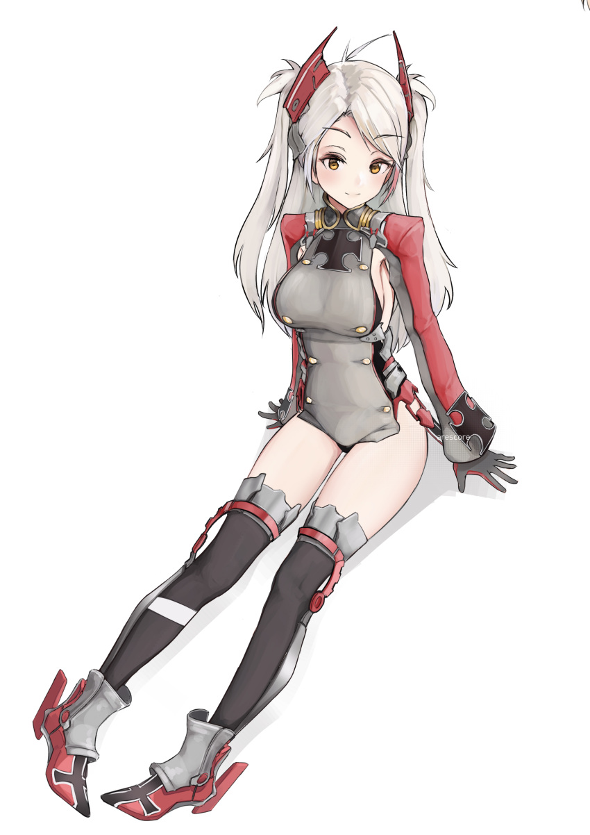 1girl, absurdres, antenna_hair, arescr, armpit_cutout, artist_name, azur_lane, black_legwear