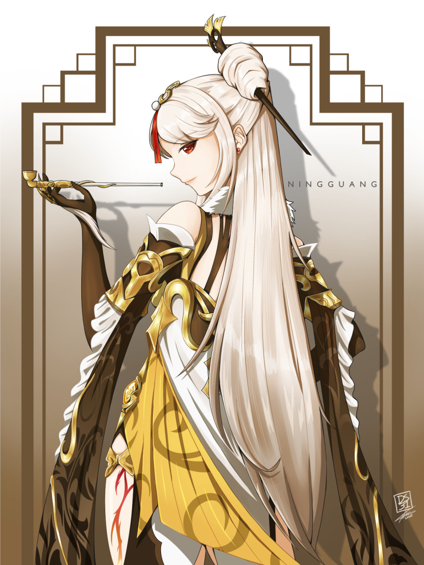 1girl, character_name, claw_ring, darkstar31, detached_sleeves, elbow_gloves, english_commentary, genshin_impact