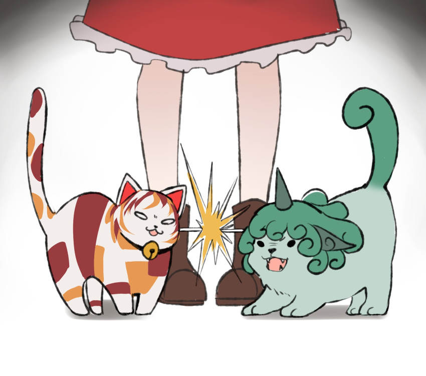 3girls, :3, angry, animal_collar, animal_ears, animal_hands, bell, boots