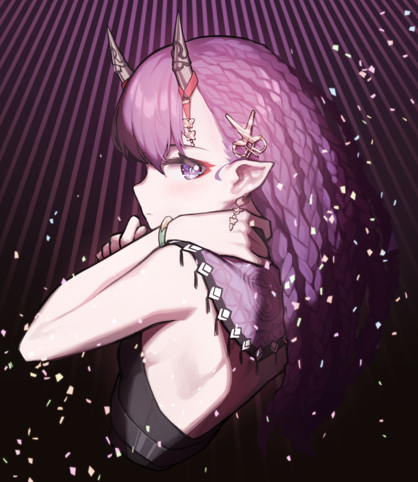 1girl, absurdres, arknights, bangs, bare_shoulders, beudelb, blush, bracelet