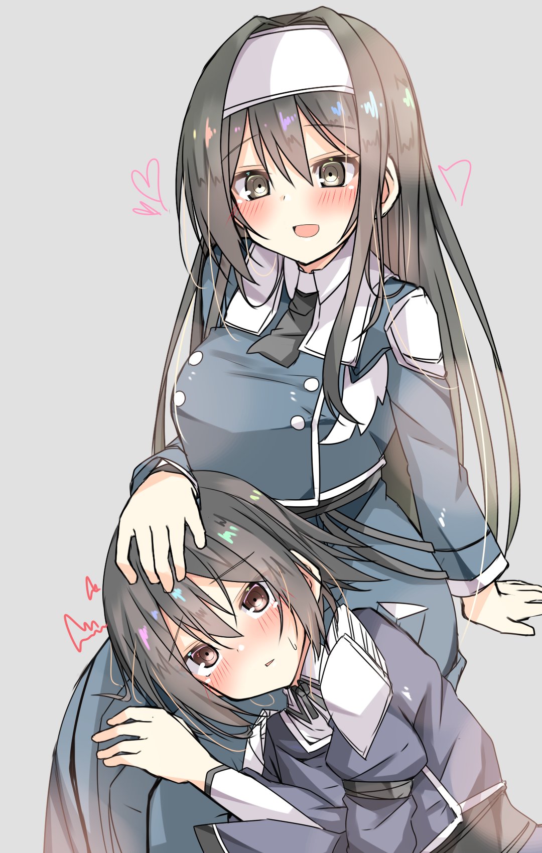 2girls, blush, duel_monster, exorsister_elaine, exorsister_sophia, kinokohaman, long_hair, medium_hair