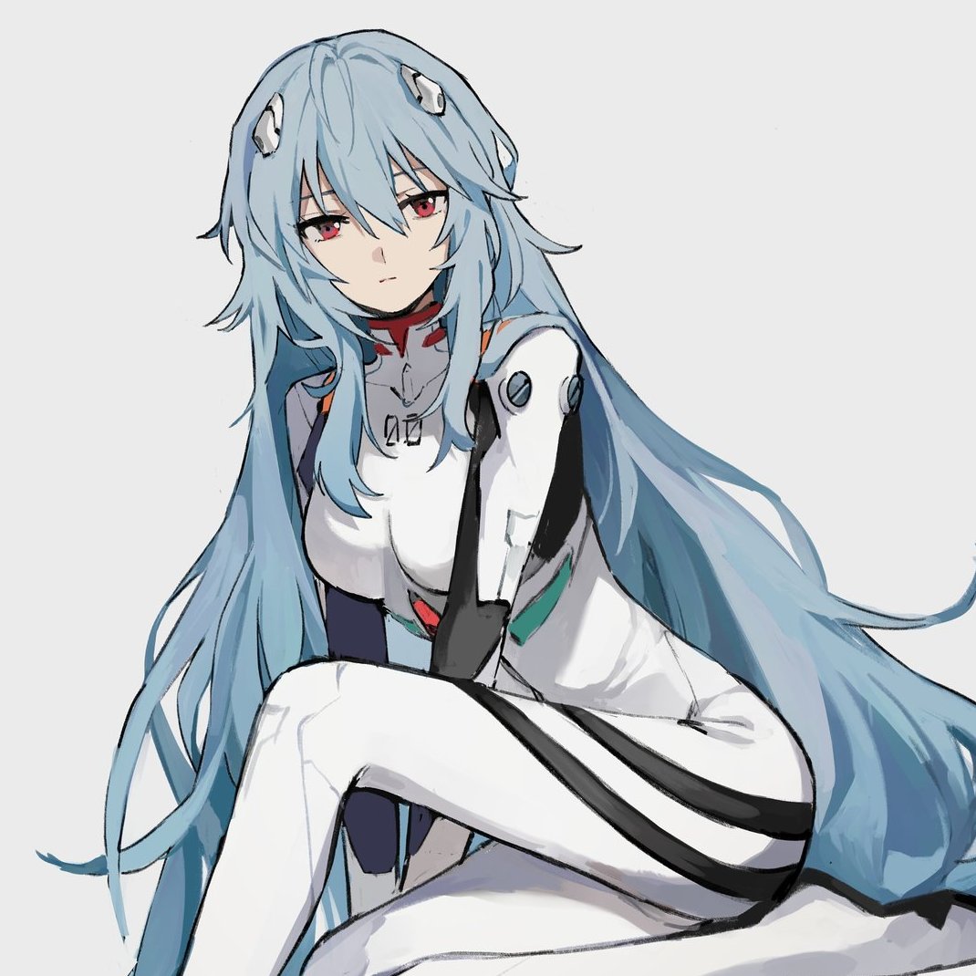 1girl, alternate_hair_length, alternate_hairstyle, ayanami_rei, bodysuit, breasts, closed_mouth, dango_(uni_520)