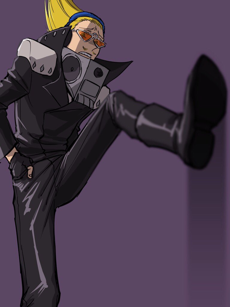 1boy, black_jacket, blonde_hair, boku_no_hero_academia, boots, costume, facial_hair, fingerless_gloves