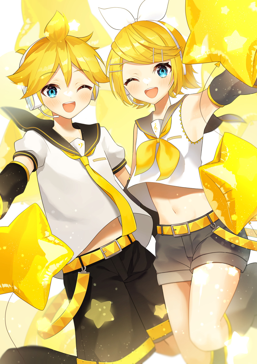1boy, 1girl, ;d, absurdres, ahoge, armpits, balloon, bangs