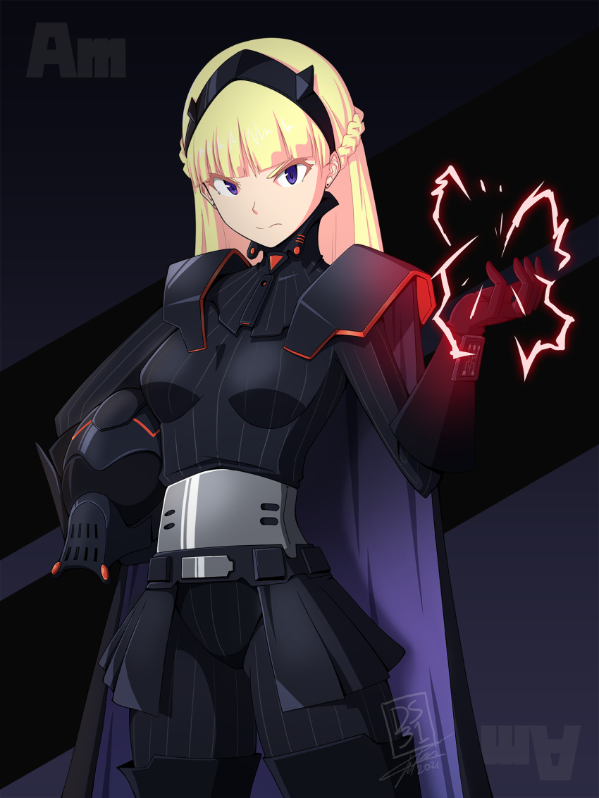 1girl, am_(star_wars), blonde_hair, blue_cape, boots, braid, cape, character_name