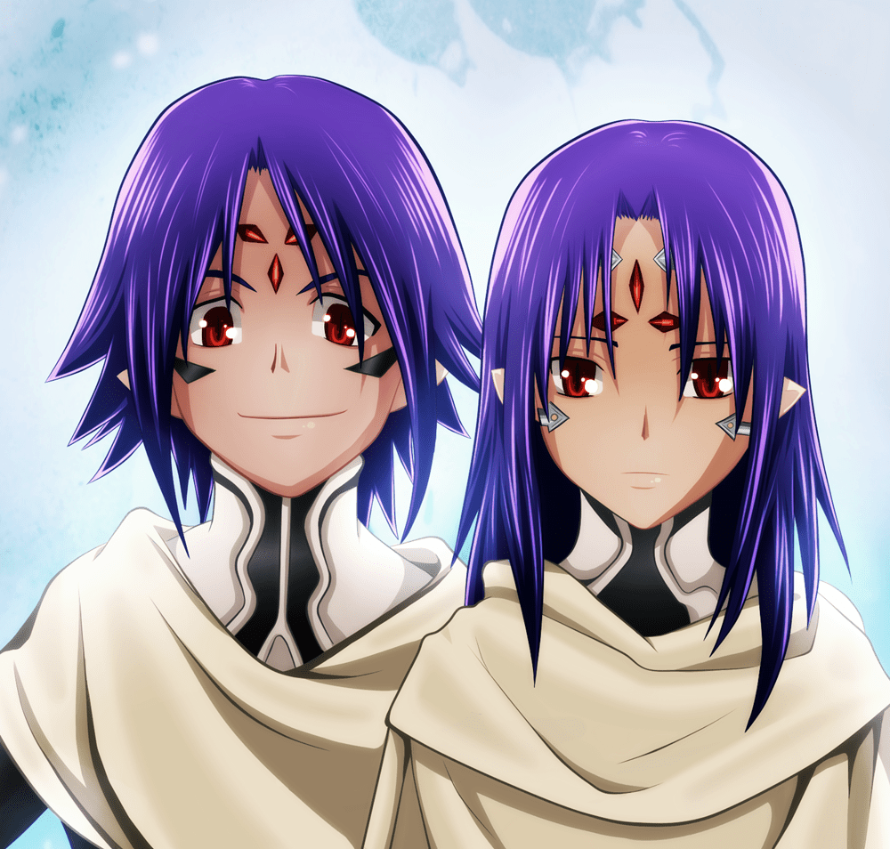 aion_(chrono_crusade), chrono, chrono_crusade, cloak, gonzo, light, long_hair, purple_hair