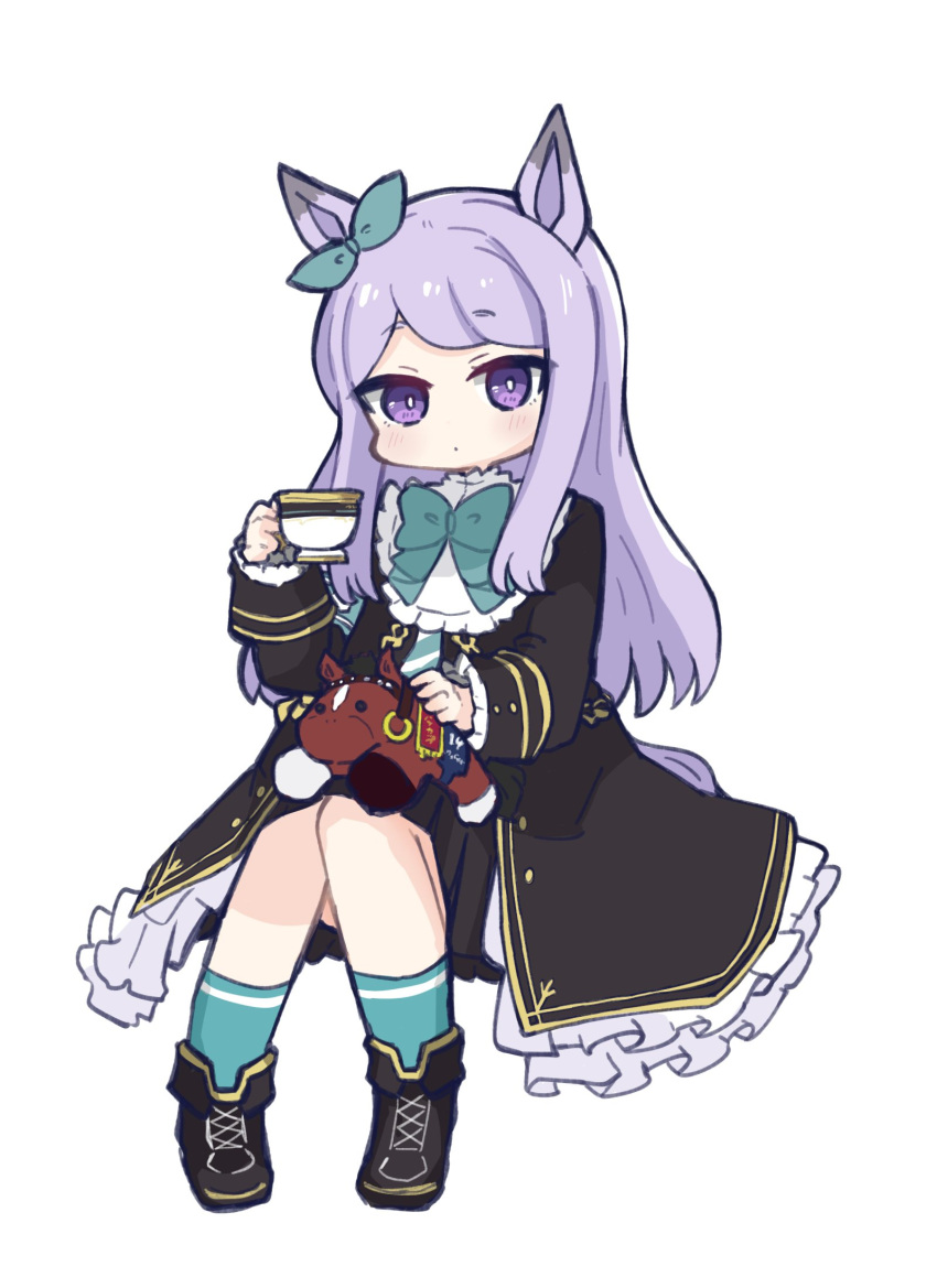 1girl, animal_ears, bangs, black_footwear, black_jacket, black_skirt, blue_legwear, blush