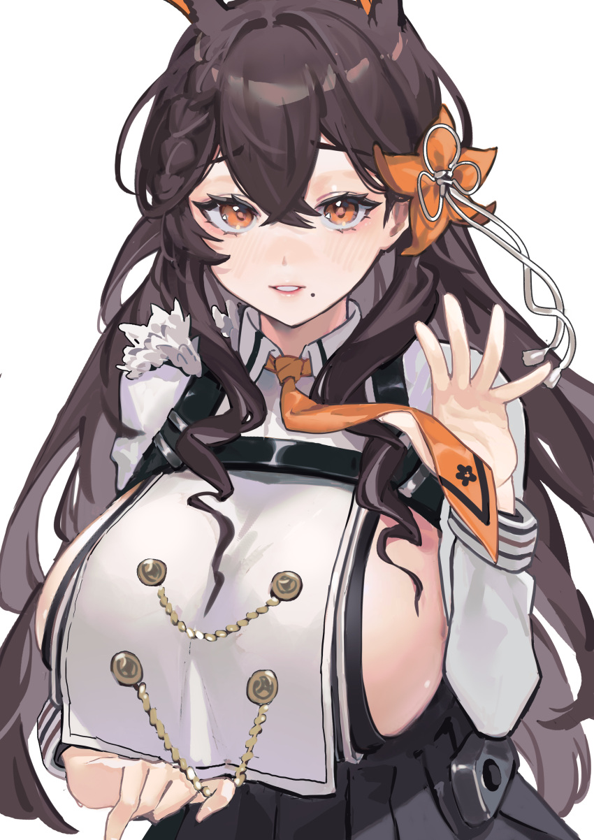 1girl, absurdres, animal_ears, azur_lane, bangs, black_skirt, blush, braid