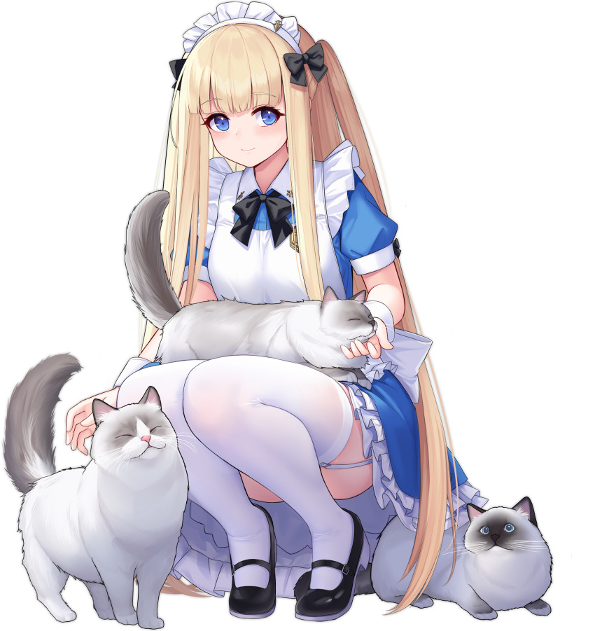 1girl, allenes, animal, azur_lane, black_bow, black_footwear, blonde_hair, blue_eyes
