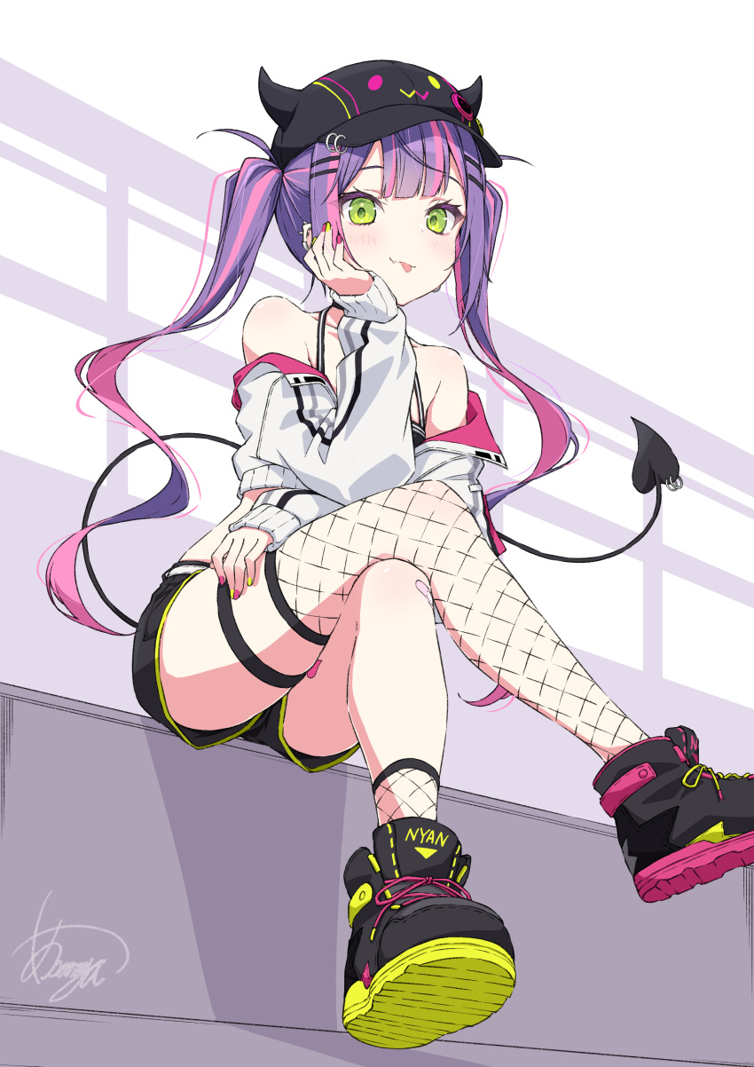 1girl, :p, absurdres, asanaya, asymmetrical_footwear, asymmetrical_legwear, bangs, bare_shoulders