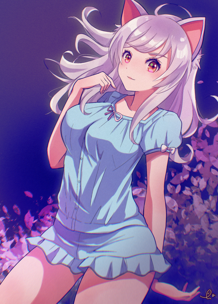 1girl, absurdres, animal_ears, anotherplus, bakeneko, black_hanekawa, cat_ears, cat_girl