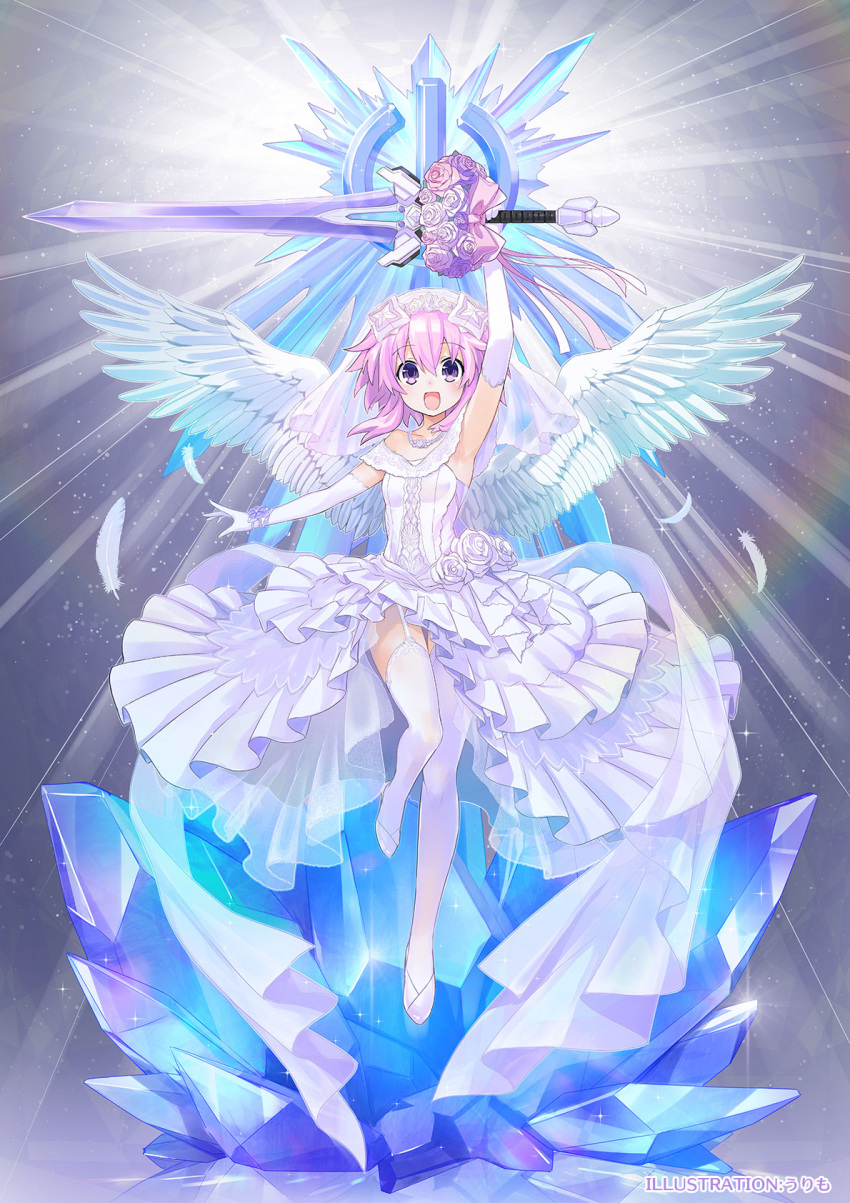 1girl, arm_up, armpits, bangs, blush, breasts, commentary_request, crystal