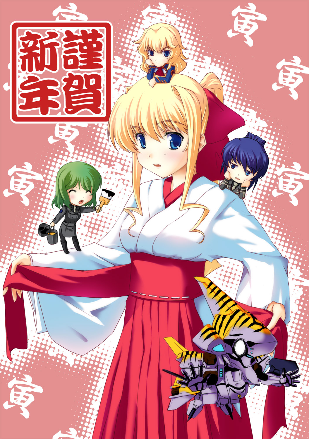 4girls, :o, alternate_costume, animal_print, bad_id, bad_pixiv_id, bangs, bernadette_le_tigre_de_la_riviere