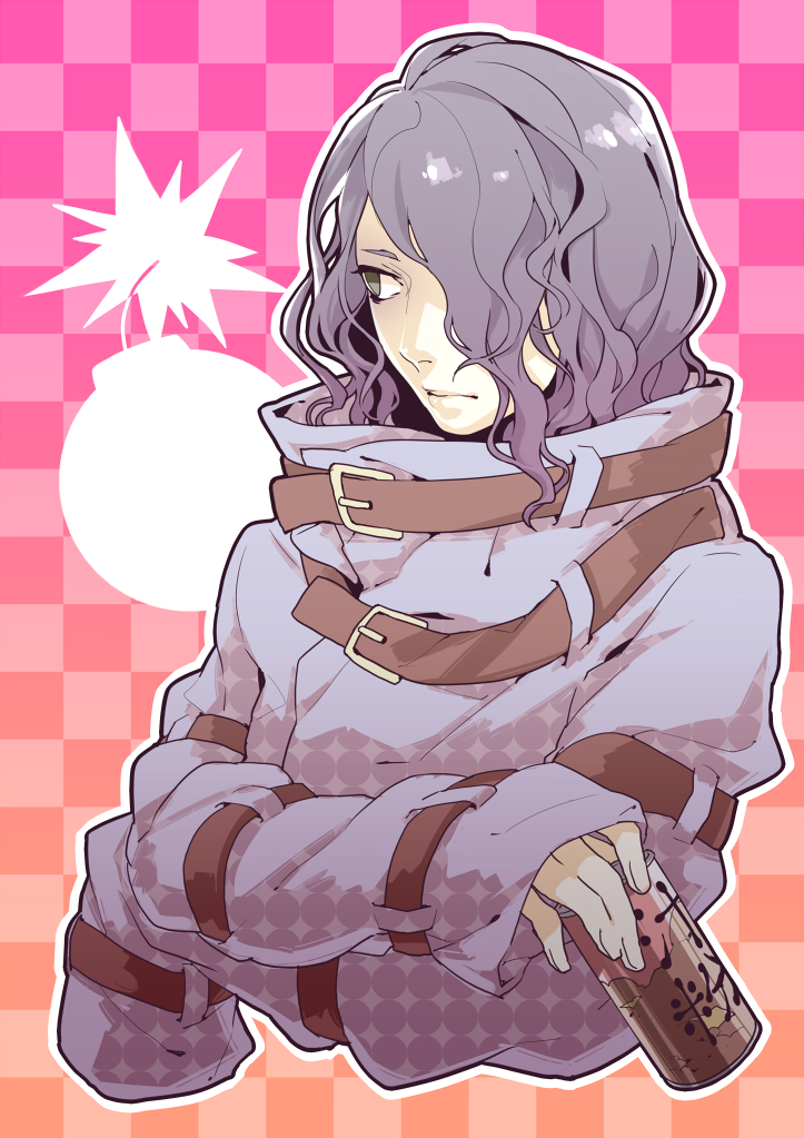 1boy, arm_belt, bakudan_handan, belt, belt_buckle, black_belt, black_hair, buckle