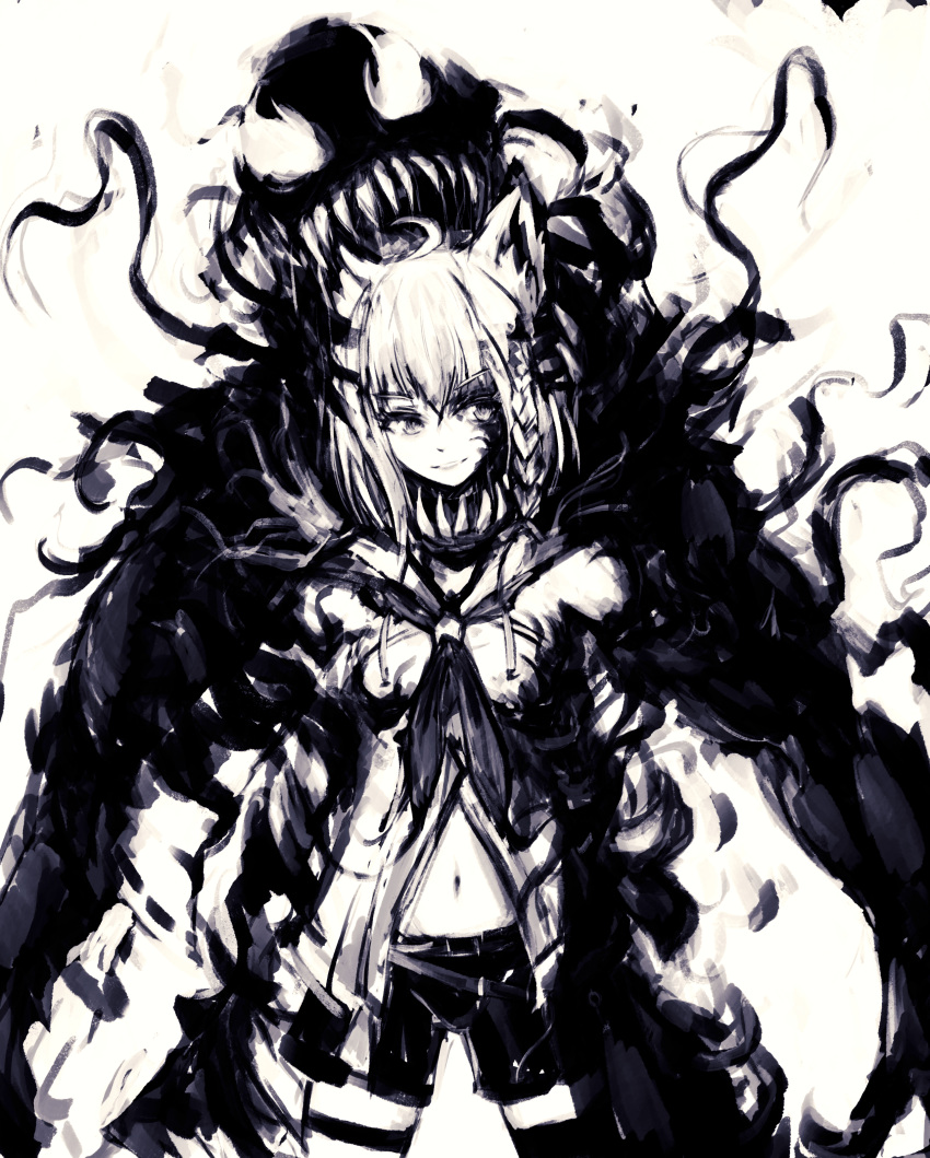 1girl, absurdres, animal_ear_fluff, animal_ears, braid, breasts, crossover, english_commentary