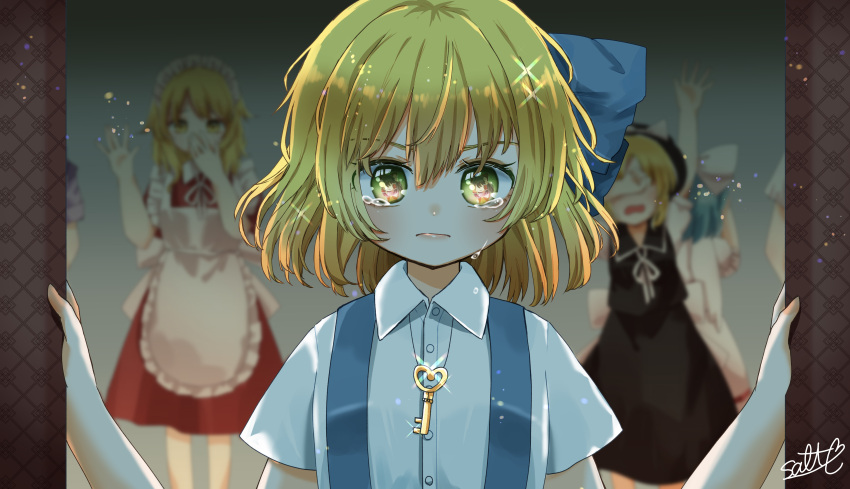 1girl, absurdres, alice_margatroid, alice_margatroid_(pc-98), blonde_hair, blue_dress, blue_hairband, closed_mouth