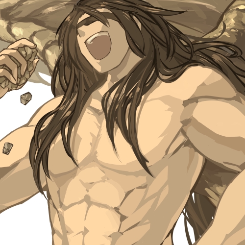 1boy, abs, arm_at_side, bad_id, bad_pixiv_id, bare_arms, bare_back, bare_shoulders