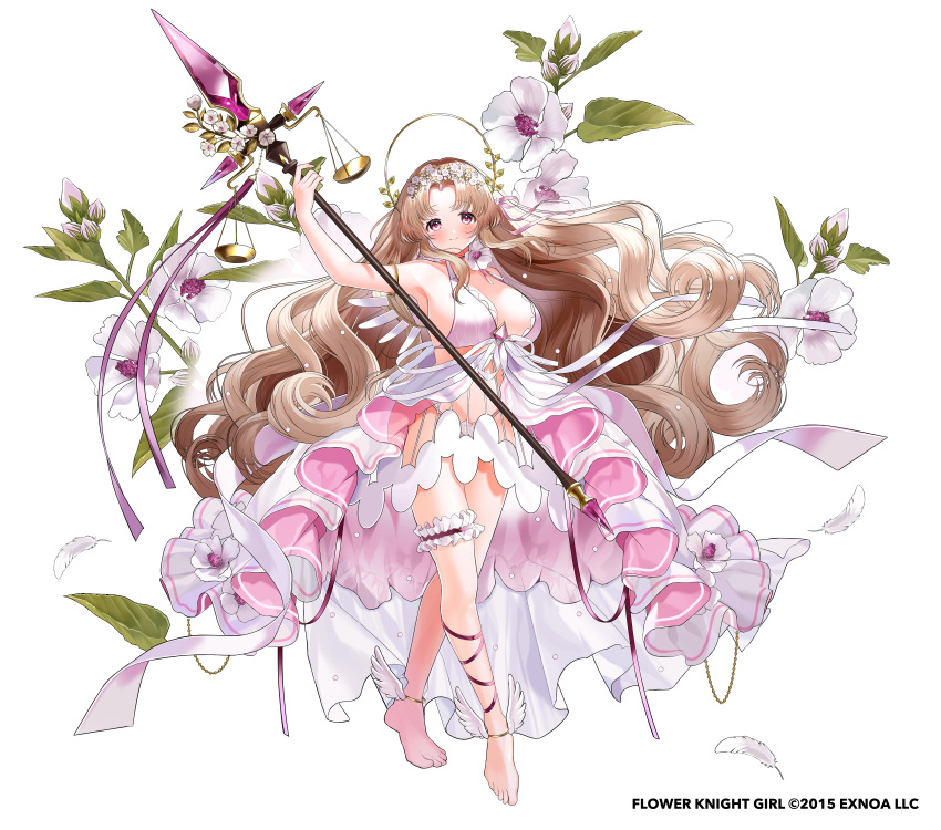 1girl, absurdres, armpits, bangs, bare_arms, barefoot, bow, brown_hair