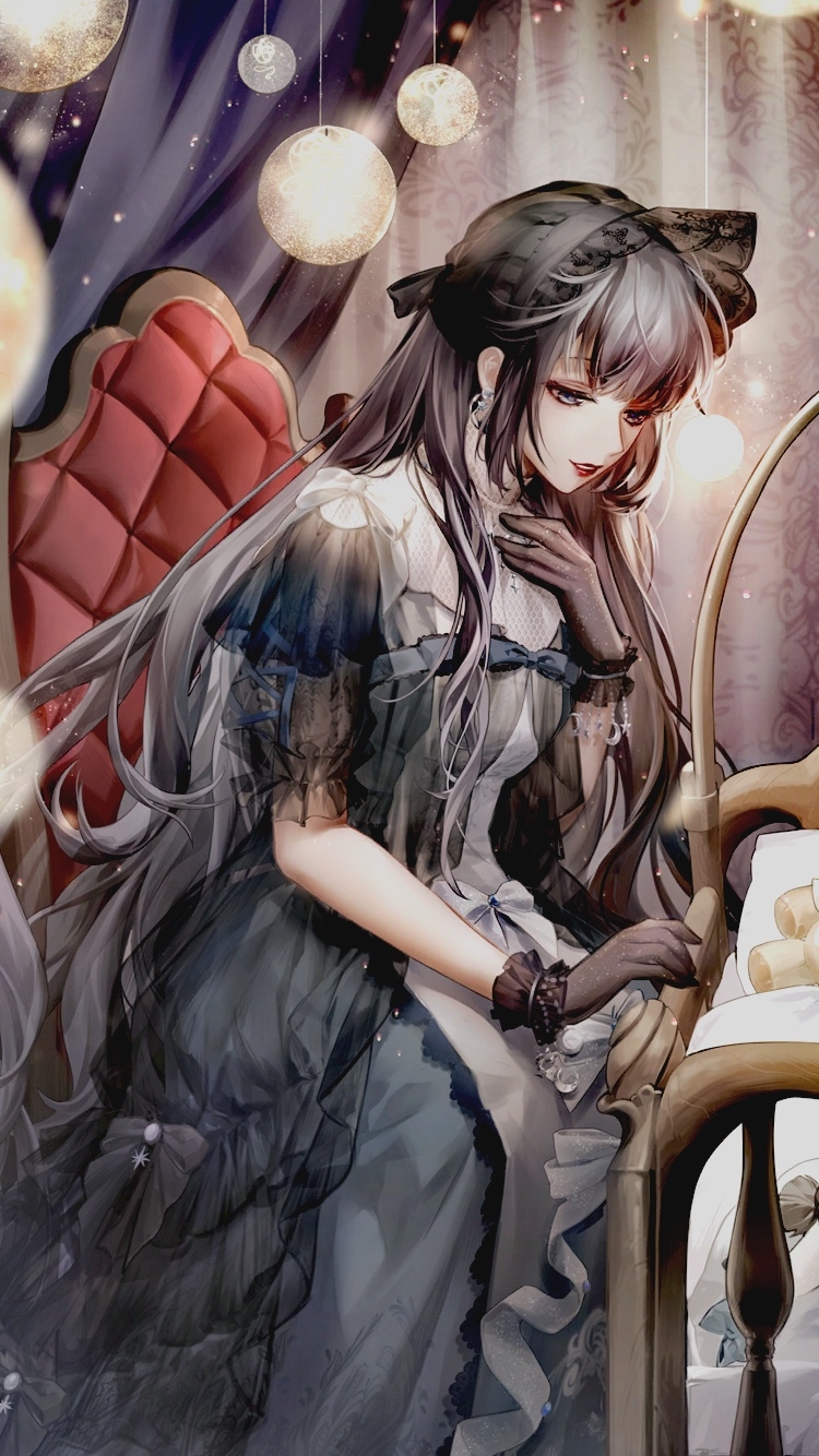 1girl, bare_arms, black_dress, black_eyes, black_gloves, black_hair, black_veil, chinese_commentary