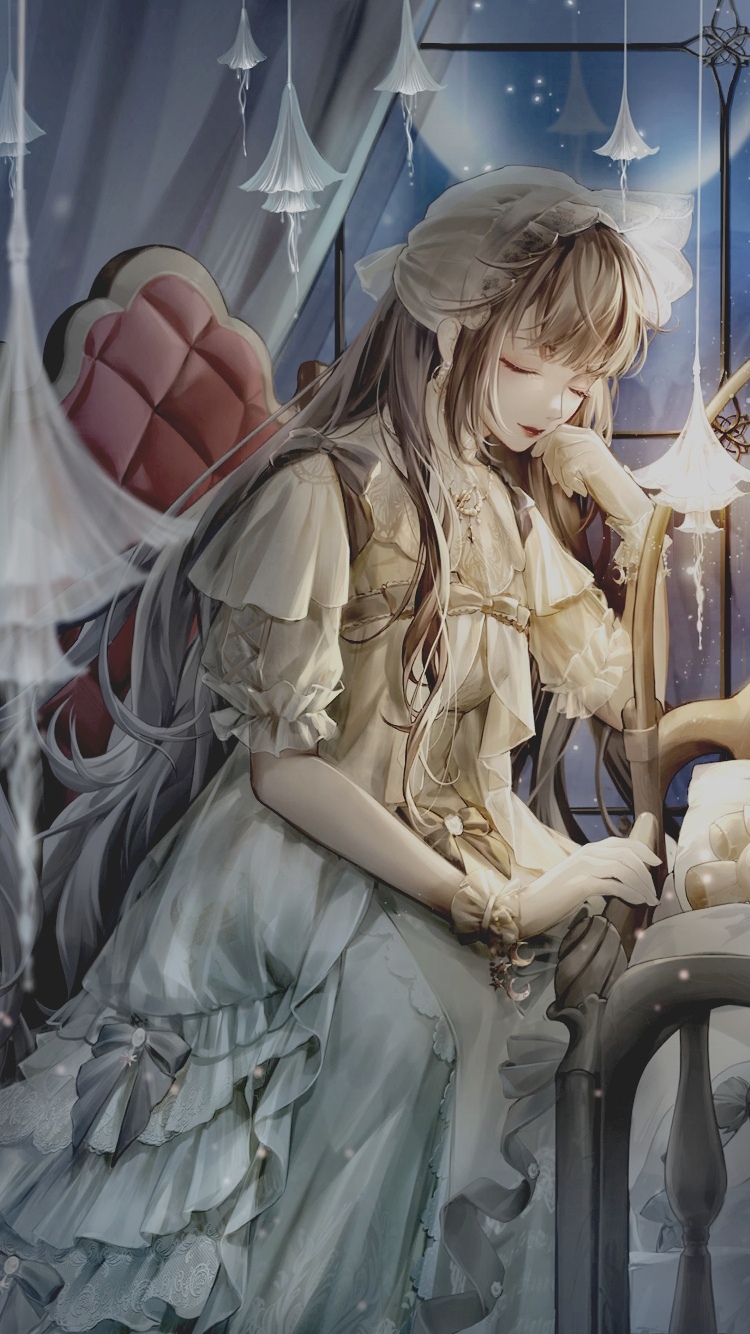 1girl, bare_arms, black_hair, chinese_commentary, closed_eyes, commentary_request, cradle, curtains